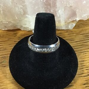 Silver Stainless Steel Cubic Zirconia Band Ring